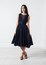 Load image into Gallery viewer, Voile V-Neck Dress in Navy - gray
