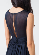 Load image into Gallery viewer, Voile V-Neck Dress in Navy - gray