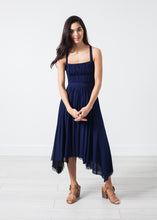 Load image into Gallery viewer, Ruched Party Dress in Navy - green