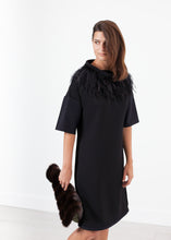Load image into Gallery viewer, Ostrich Plume Dress in Black - apricot