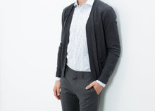 Load image into Gallery viewer, Hidden Placket Cardigan in Charcoal - black