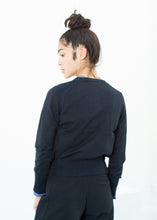 Load image into Gallery viewer, Quilt Pattern Cardigan in Black/Navy - green