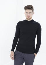 Load image into Gallery viewer, Merino Knit Turtleneck in Black - purple