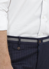 Load image into Gallery viewer, Sinclair Trouser in Navy Stripe - apricot