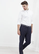 Load image into Gallery viewer, Sinclair Trouser in Navy Stripe - apricot