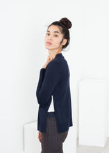 Load image into Gallery viewer, Square Cardigan in Navy - brown