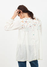 Load image into Gallery viewer, Floral Front Peasant Blouse in White - apricot