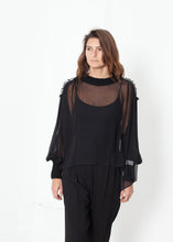 Load image into Gallery viewer, Poet Silk Sweater in Black - white