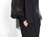 Load image into Gallery viewer, Poet Silk Sweater in Black - white