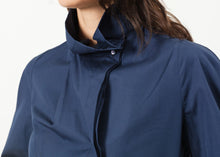 Load image into Gallery viewer, Full Collar Poplin Blouse in Navy - apricot