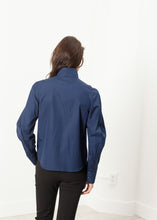 Load image into Gallery viewer, Full Collar Poplin Blouse in Navy - apricot