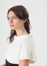 Load image into Gallery viewer, Pearl Fastened Dress in Cream/Black - apricot