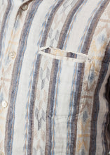 Load image into Gallery viewer, Linen Western Shirt in Beige/Blue - brown
