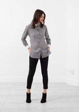 Load image into Gallery viewer, Striped Tuxedo Shirt - black