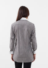 Load image into Gallery viewer, Striped Tuxedo Shirt - black