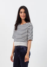 Load image into Gallery viewer, Sleeve Top in Navy Stripe - brown