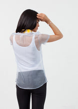 Load image into Gallery viewer, Sheer Button-Up Blouse in Pale Blue - yellow