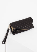 Load image into Gallery viewer, Roxanne Leather Clutch in Black - purple