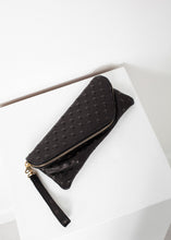Load image into Gallery viewer, Roxanne Leather Clutch in Black - purple