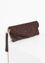 Load image into Gallery viewer, Roxanne Leather Clutch in Brown - black