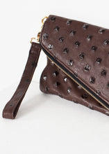 Load image into Gallery viewer, Roxanne Leather Clutch in Brown - black