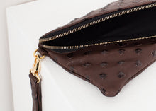 Load image into Gallery viewer, Roxanne Leather Clutch in Brown - black