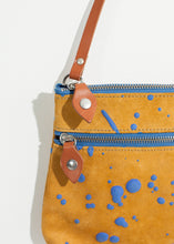Load image into Gallery viewer, Ink Splatter Shoulder Bag in Mustard/Blue - gray