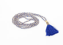 Load image into Gallery viewer, Prayer Bead Necklace in Grey/Blue - white