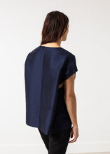 Load image into Gallery viewer, Tucked Sleeve Blouse in Navy - white
