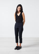 Load image into Gallery viewer, Wool Cropped Pant in Navy - orange
