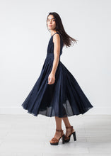 Load image into Gallery viewer, Voile V-Neck Dress in Navy - gray
