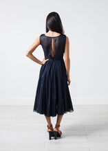 Load image into Gallery viewer, Voile V-Neck Dress in Navy - gray
