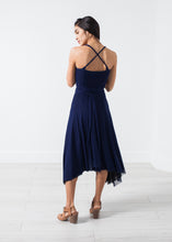 Load image into Gallery viewer, Ruched Party Dress in Navy - green
