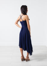 Load image into Gallery viewer, Ruched Party Dress in Navy - green
