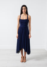 Load image into Gallery viewer, Ruched Party Dress in Navy - green
