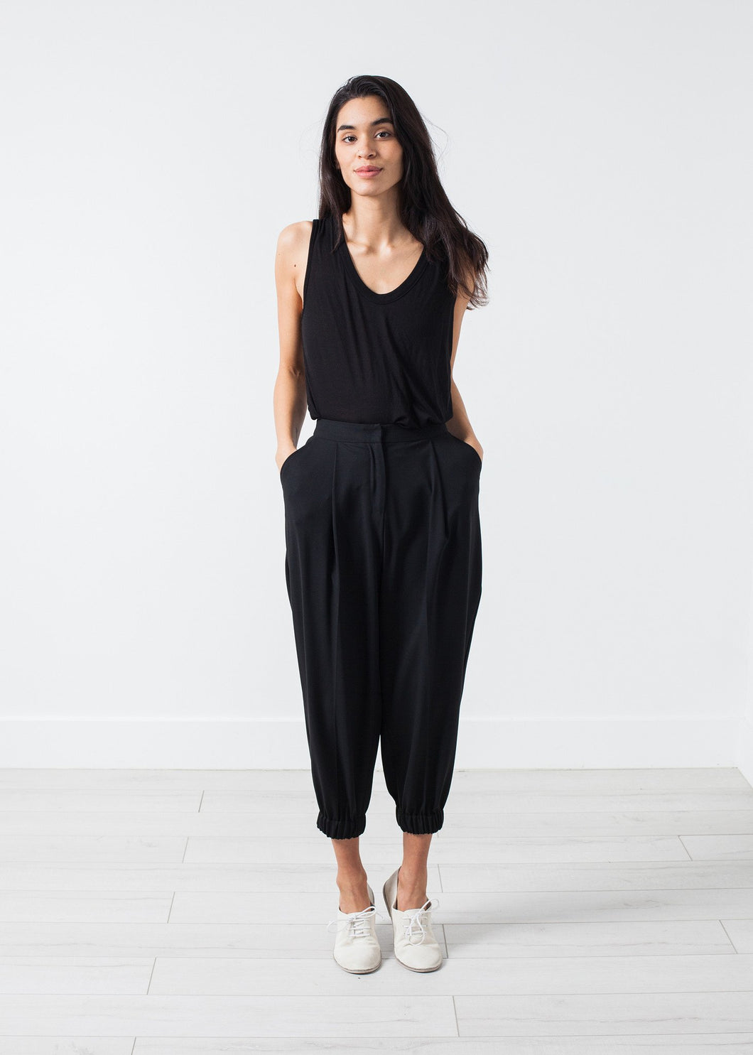Fancy Wool Pant in Black - purple