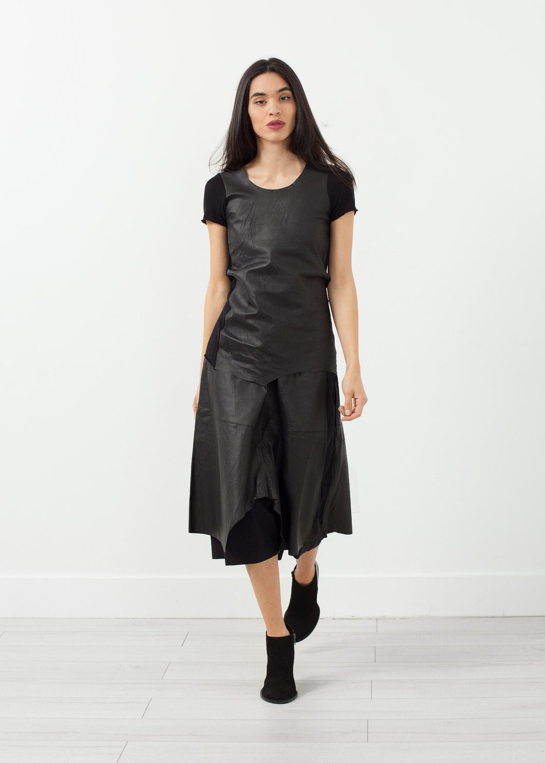 Leather Drop Crotch Pants - blue