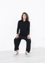 Load image into Gallery viewer, Knit Hooded Jumpsuit in Black - red
