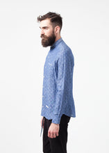 Load image into Gallery viewer, Linen Button Up in Blue Diamond - white
