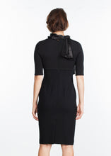 Load image into Gallery viewer, Tie Neck Wool Dress in Black - brown
