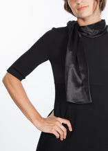 Load image into Gallery viewer, Tie Neck Wool Dress in Black - brown
