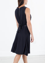 Load image into Gallery viewer, Sleeveless Pleated Dress in Navy - blue
