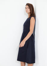 Load image into Gallery viewer, Pleated Rita Dress in Dark Navy - apricot
