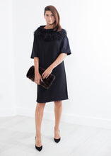 Load image into Gallery viewer, Ostrich Plume Dress in Black - apricot
