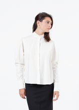 Load image into Gallery viewer, Trim Collar Poplin Blouse in Off White - purple
