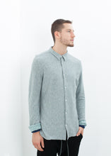 Load image into Gallery viewer, Kasuri Jersey Button-Up in Blue Grey - white
