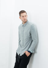 Load image into Gallery viewer, Kasuri Jersey Button-Up in Blue Grey - white
