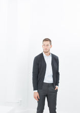 Load image into Gallery viewer, Hidden Placket Cardigan in Charcoal - black
