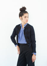 Load image into Gallery viewer, Quilt Pattern Cardigan in Black/Navy - green
