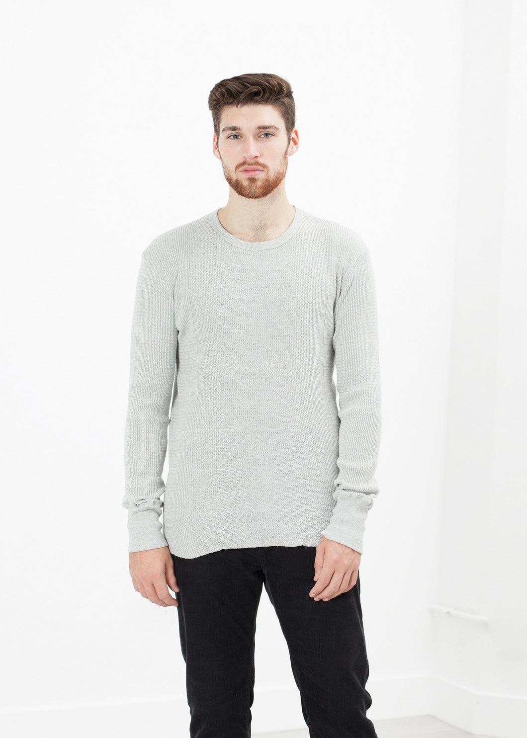 Waffle Knit Long Sleeve Tee - violet